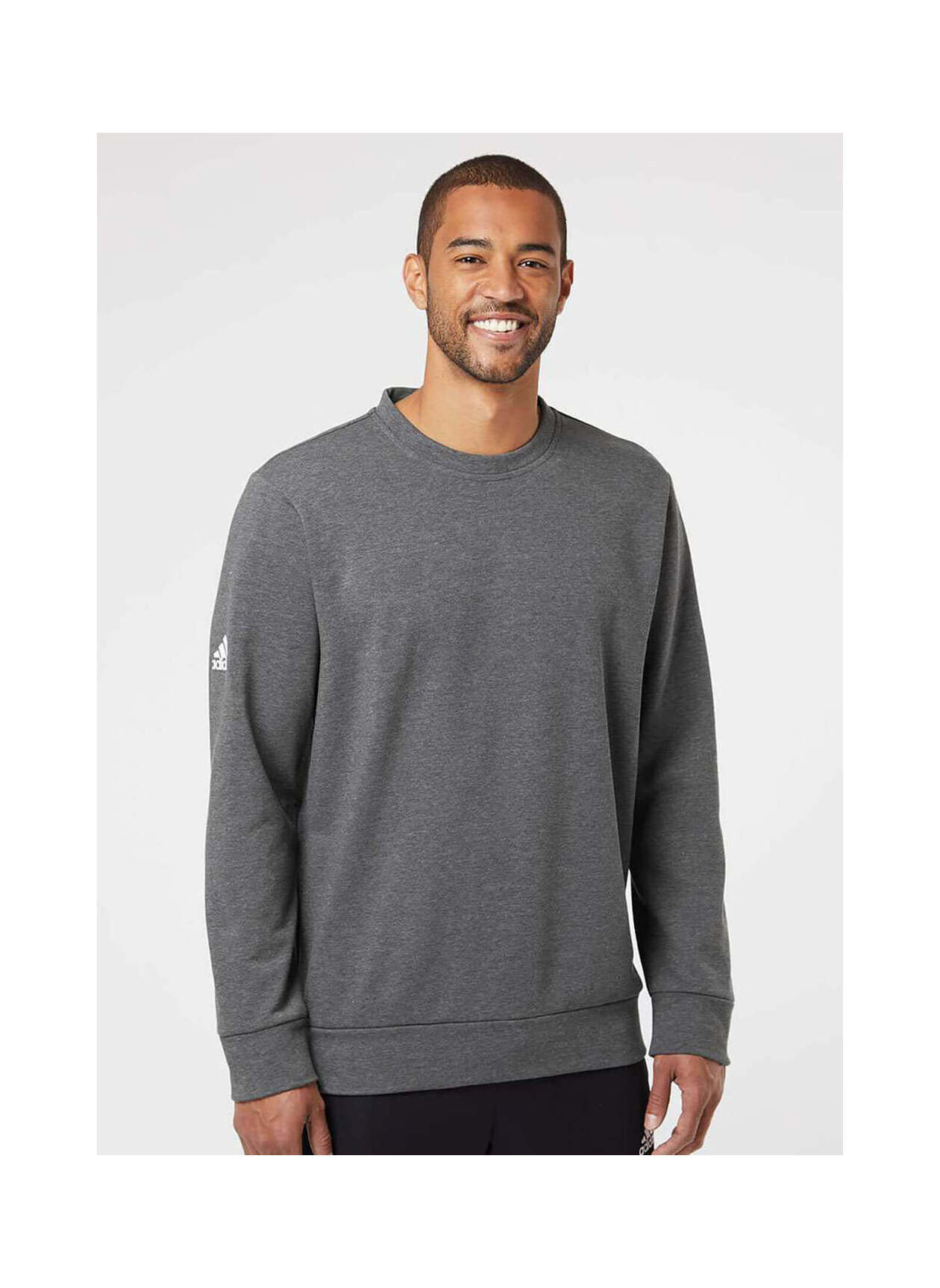 Adidas Men's Dark Grey Heather Fleece Crewneck Sweatshirt
