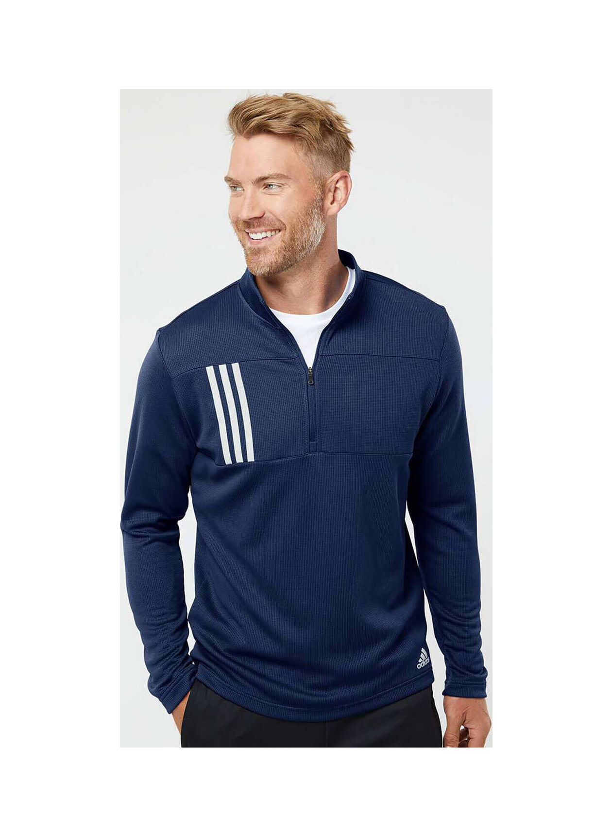 Adidas Men's Team Navy Blue / Grey 3-Stripes Double Knit Quarter