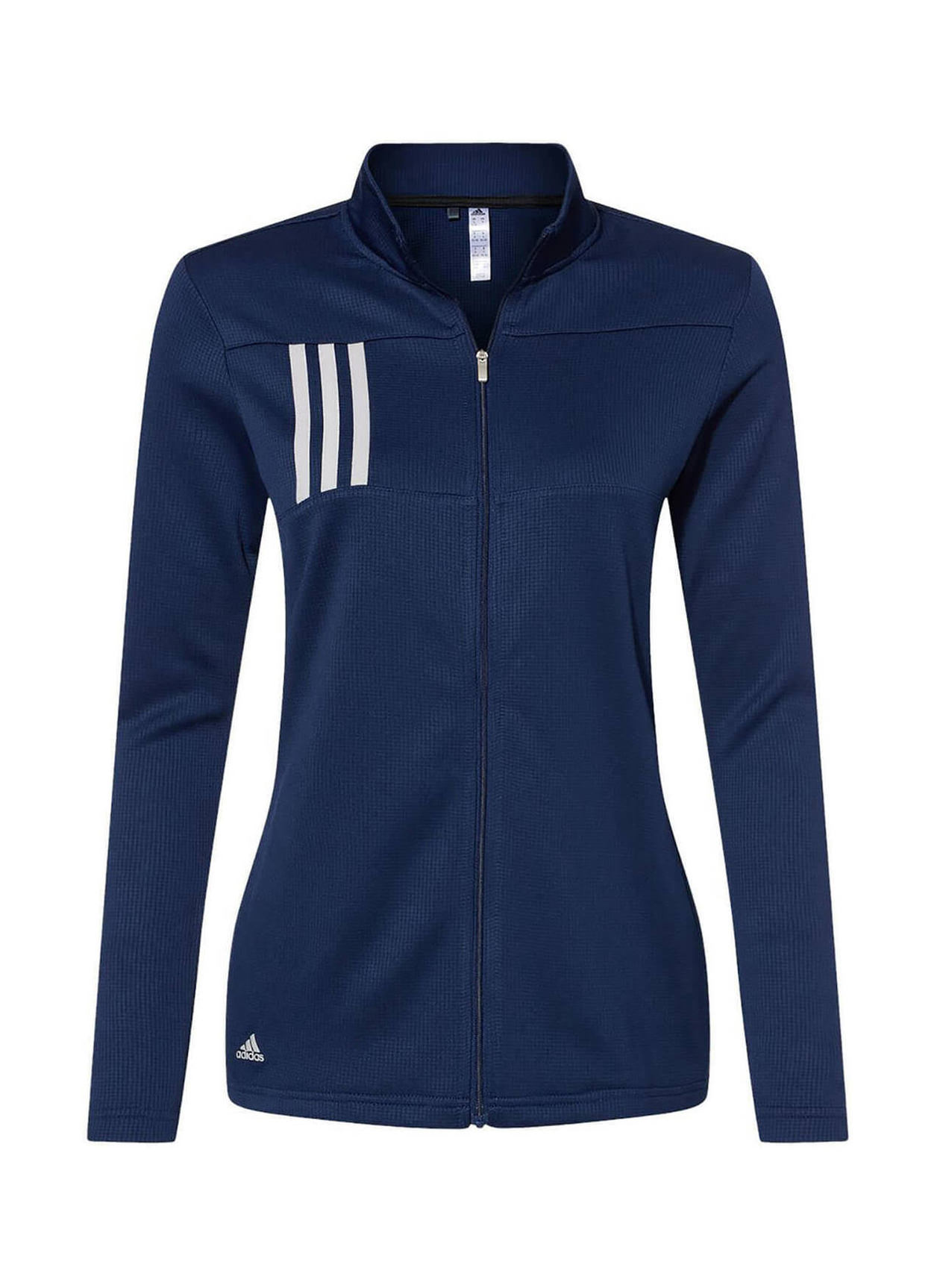 adidas ネイビー ジップアップジャケット Adidas Women's Team Navy Blue / Grey 3-Stripes Double Knit Full