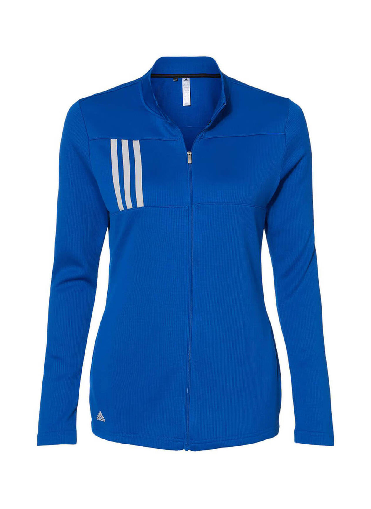 Adidas Women's Grey Three White 3-Stripes Double Knit Full-Zip