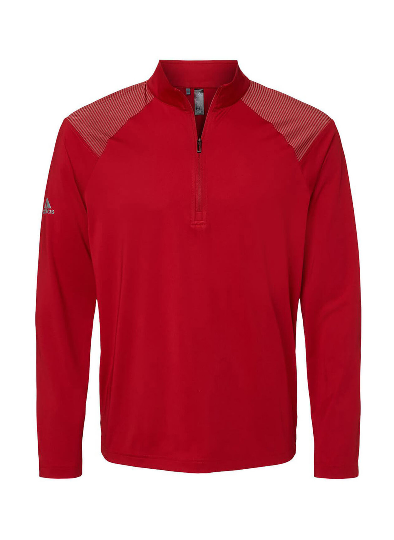 ■adidas■ Quarter Zip Jumper Navy Red IR7128 Logo Quarter-Zips | Adidas Men's Red Lightweight Quarter-Zip
