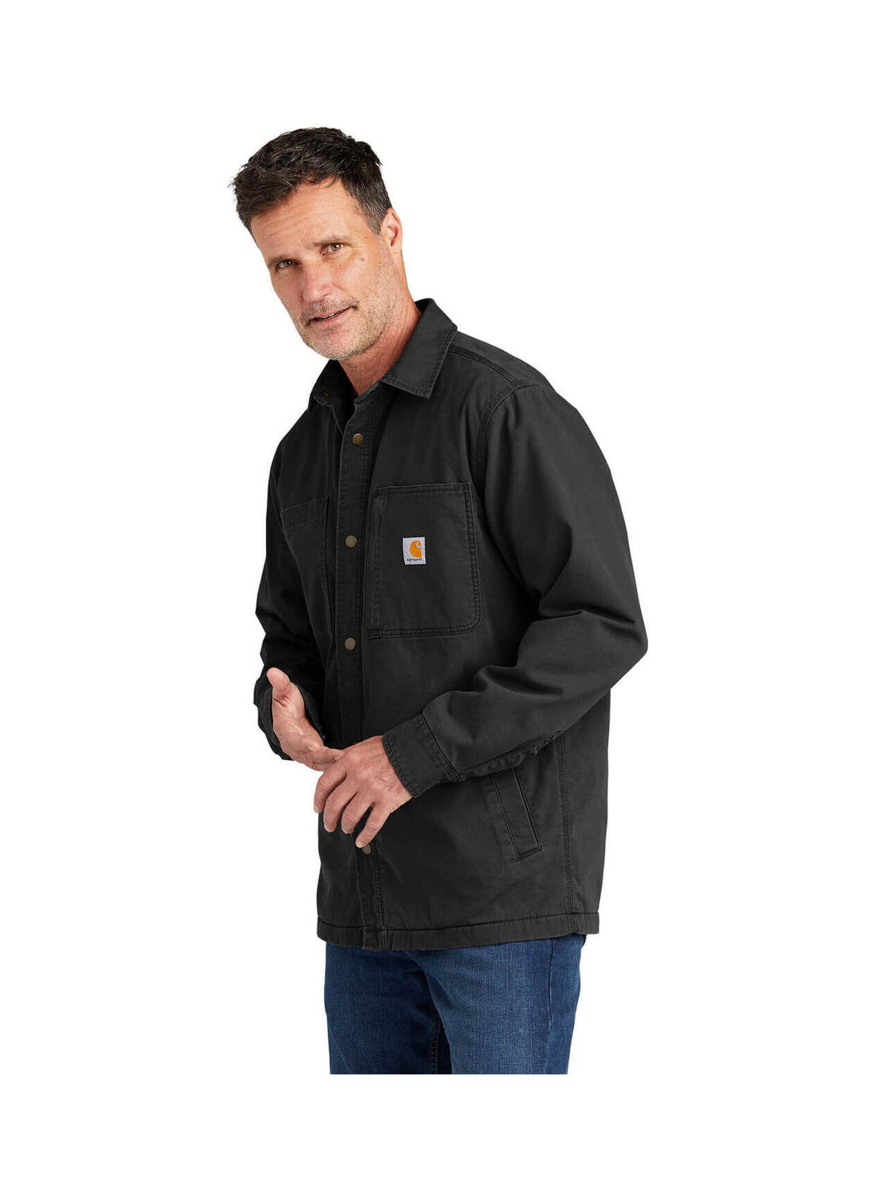 Carhartt Men's Black Rugged Flex Fleece-Lined Shirt Jacket