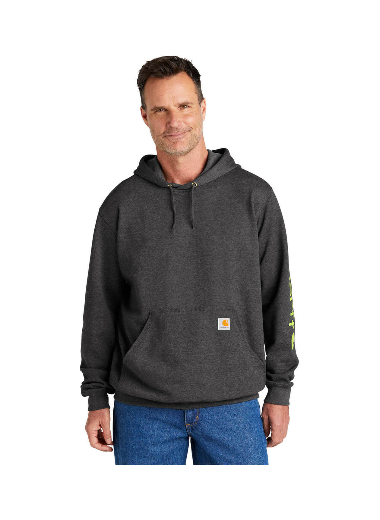 Carhartt Men's Carbon Heather Midweight Hooded Logo