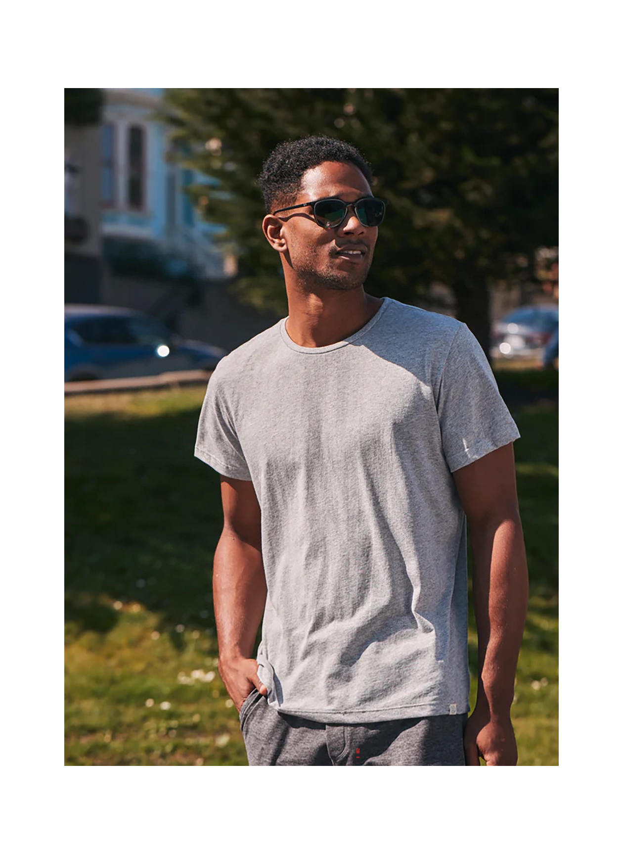 Marine Layer Re-Spun Signature Crew T-Shirt Light Heather